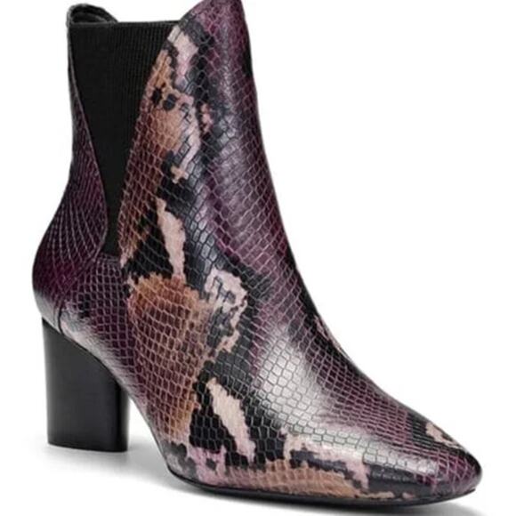 Donald J Pliner Austen Snake Leather Ankle Boots Purple Size 7.5 - Picture 1 of 5